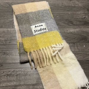 Acne Studios Yellow and Gray Wool Scarf